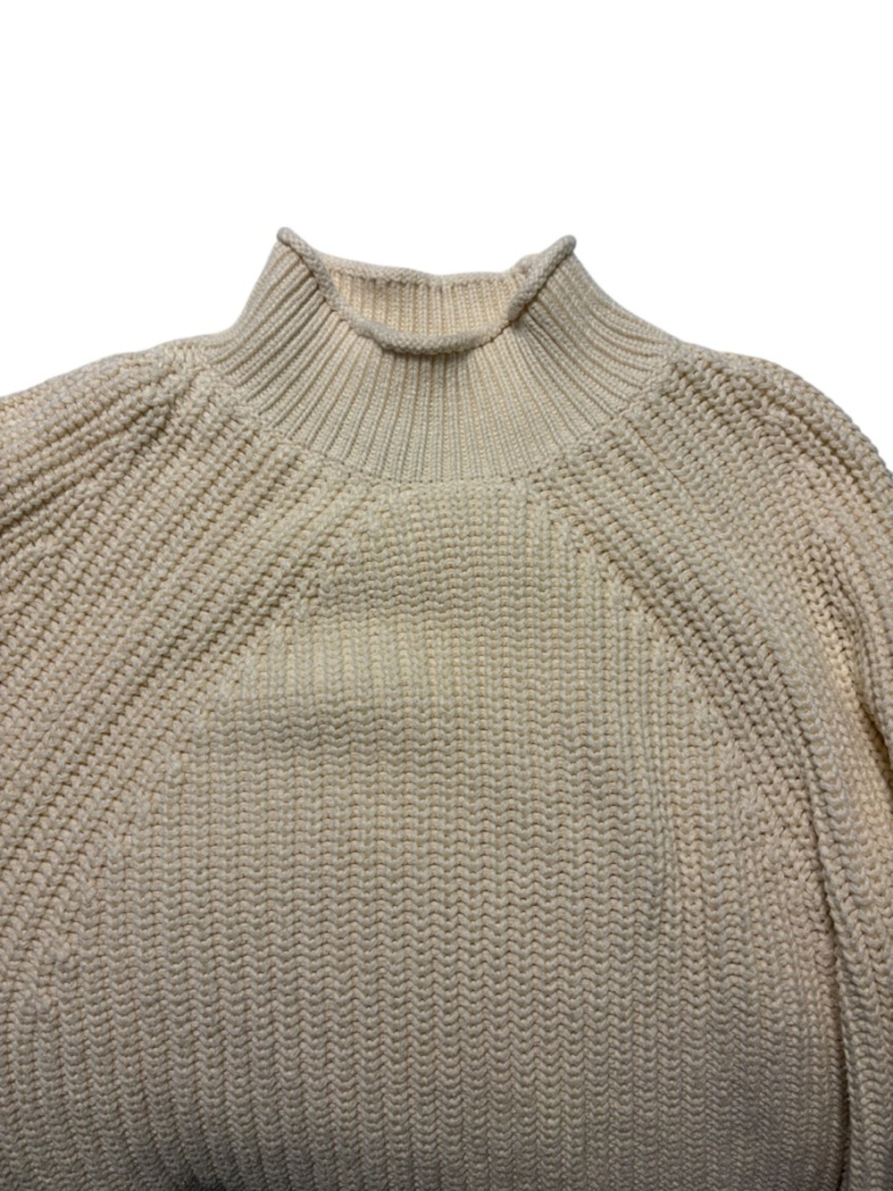 J. Crew Relaxed Rollneck Sweater Size M Cream Chunky Fisherman Coastal Preppy - Picture 5 of 9